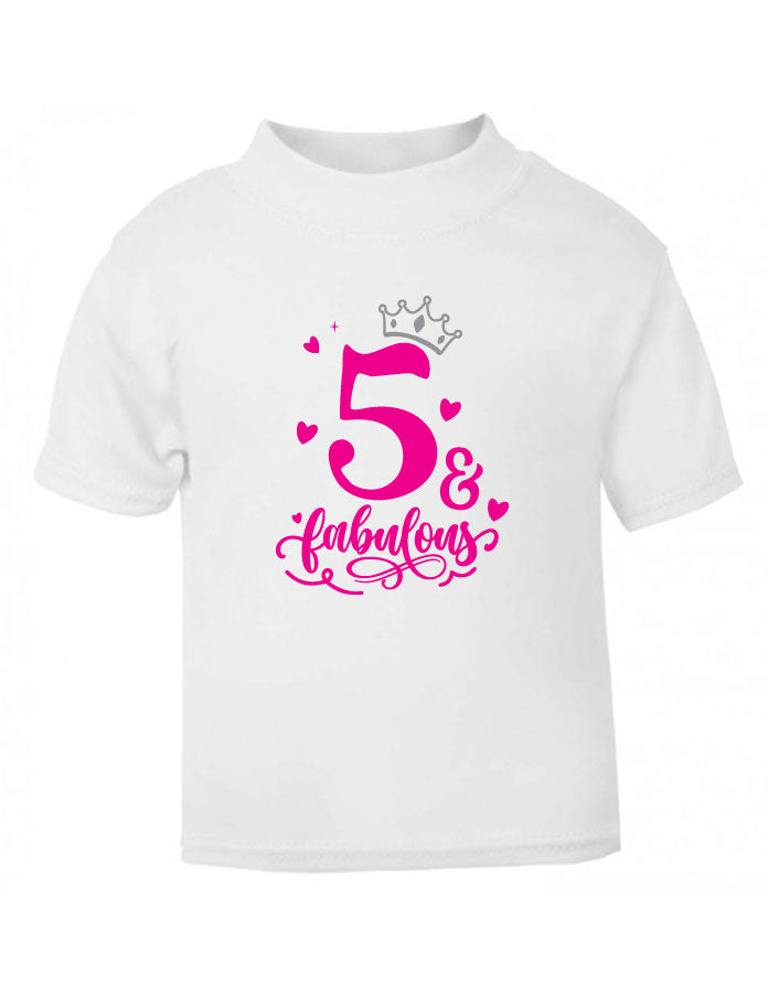 5 & Fabulous 5th Birthday TShirt CheekyBabyTees Ltd