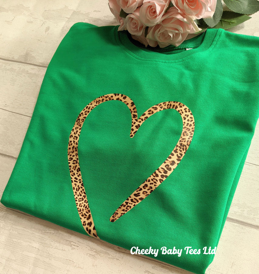 Leopard Print Heart Women's Sweatshirt – CheekyBabyTees Ltd